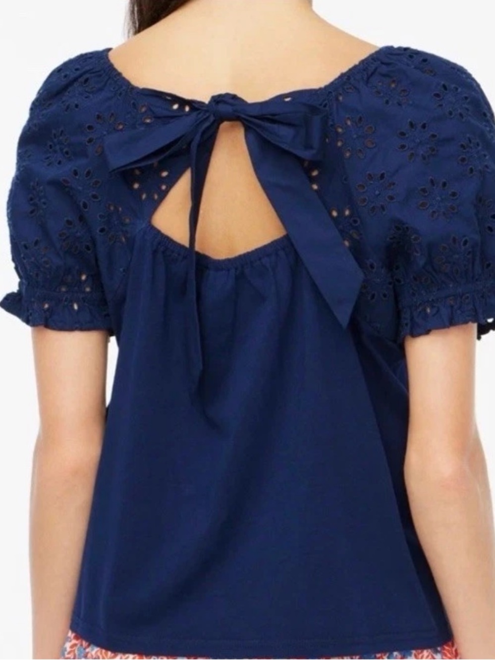 J Crew Navy Blue Eyelet Tie Back Top / Shirt - Size Small - NWT $69.50